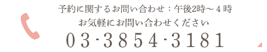 お気軽にお問い合わせください 03-3854-3181